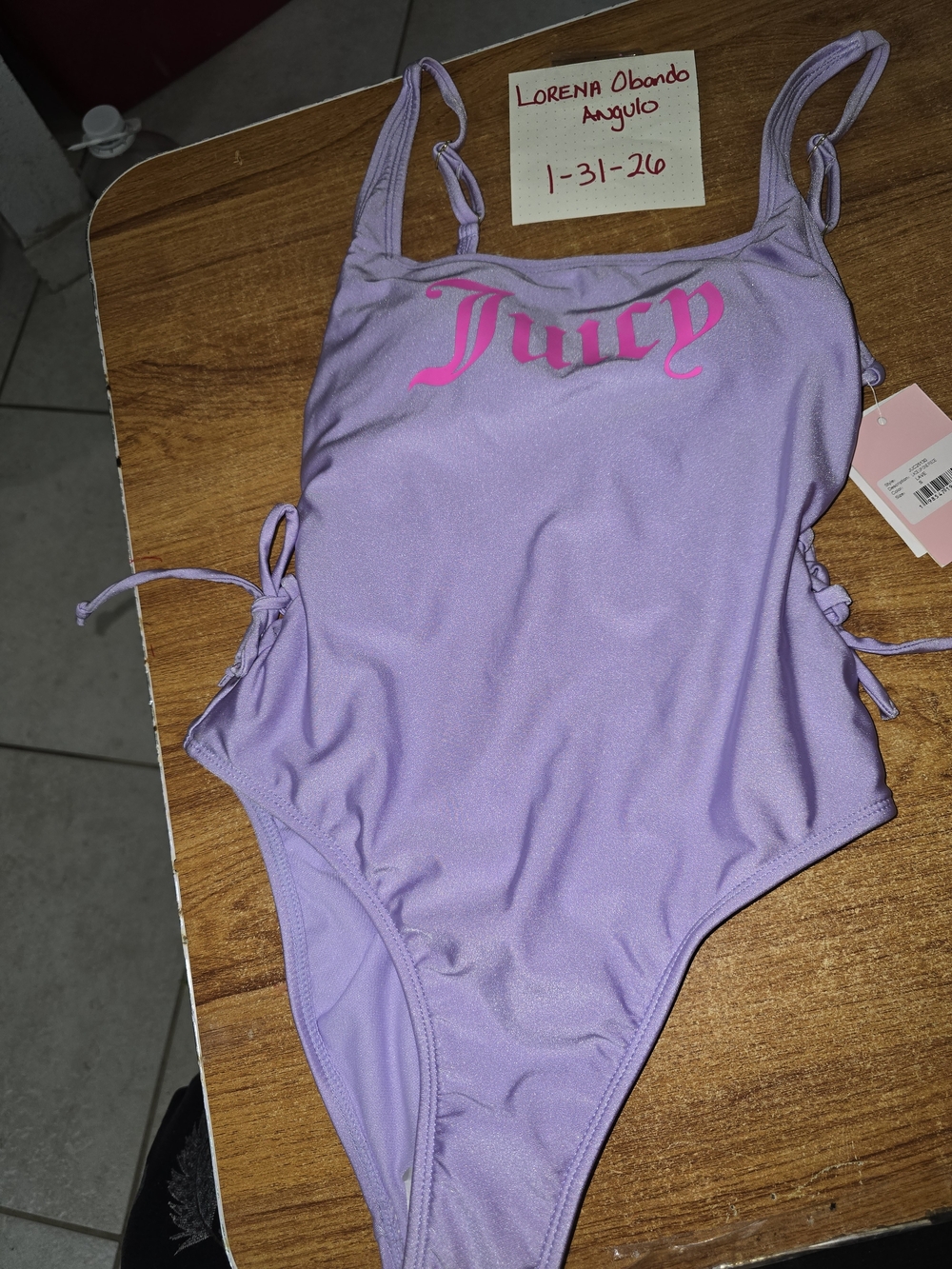 Juicy Couture 1pc. Lavender Swimsuit with Pink Logo